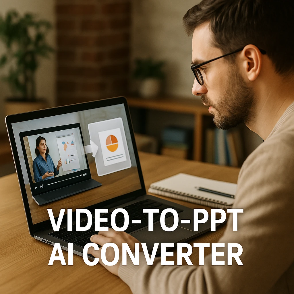 Comparison of different video to PowerPoint AI converters showing interface features and generated slide quality